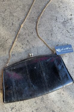 Vintage Black Snake Bag with Gold Chain