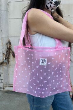 Hotbox Sheer Pink Polkadot Tote Bag