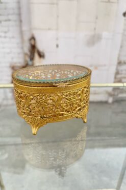 SOLD Vintage Filigree Gold Tone Jewelry Box