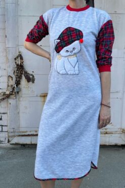 90s Plaid Kitten House Dress - S/M