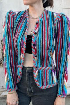 SOLD Vintage I.Magnin Striped  Metallic Knit Jacket - Small