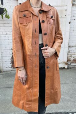 SOLD 70s Cognac leather Trench - M/L