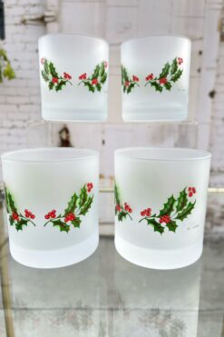 SOLD Holly Holiday Lowball Tumblers – Set 4