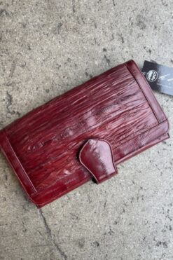 Vintage Maroon Red Eel Skin Leather Wallet