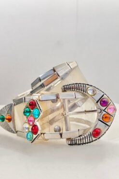 SOLD 80s Rainbow Jeweled Transparent Belt - M/L