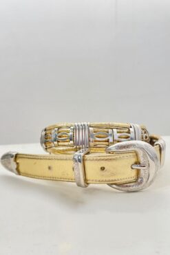80s Gold and Silver Slim Western Belt - M/L