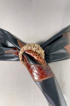 SOLD 80s Nicole Hansen Leather and Snake Skin Waist Belt