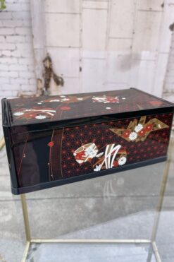 Vintage Japanese Faux Lacquer Tissue Box with Mirror