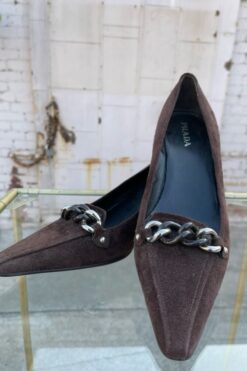 90s Prada Brown Suede Kitten Heel Pumps - Size 8