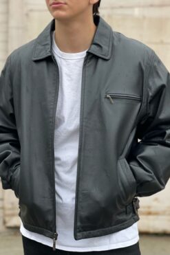 Vintage 00s Mens Smooth Black Leather Jacket - S/M