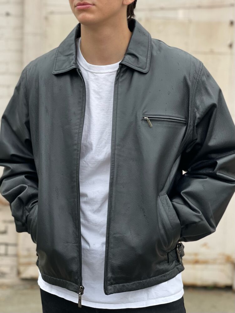 4枚目は実品の写真です00s leather drizzler jacket