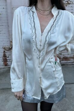 Vintage Boho Silk Button Down Shirt - XL/XXL