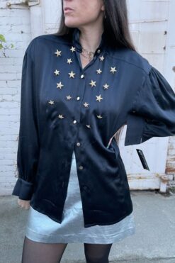 Vintage Escada Silk Stars Button Down Shirt - Medium