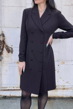90s Chocolate Brown Double Breasted Dress - Medium