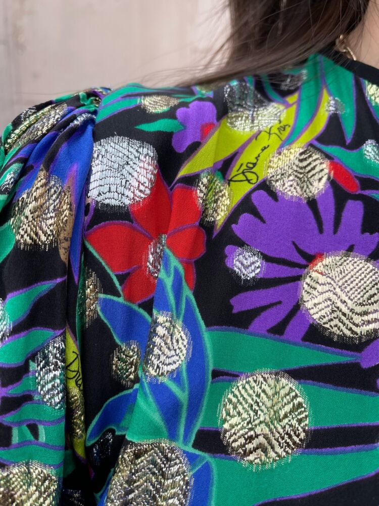SOLD Diane Freis Metallic Jungle Dress – S/M → Hotbox Vintage