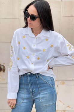 90s Metallic Stars Button Down Shirt - Large