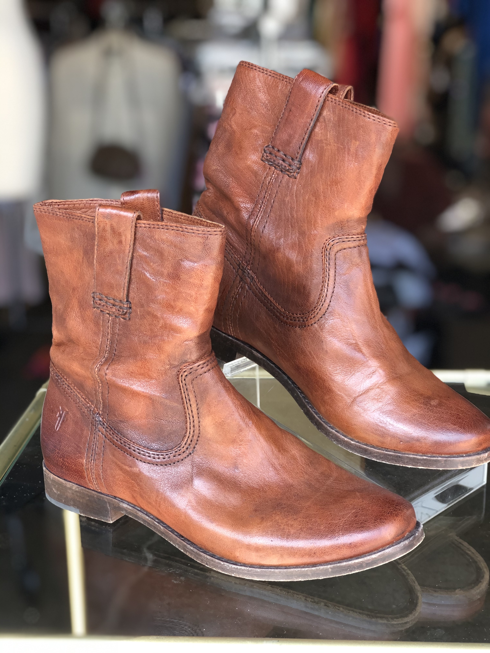 frye short leather boots