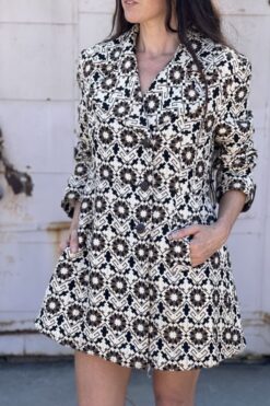 Vintage 70s Brown and Cream Swing Jacket - M/L