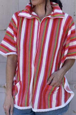 Vintage Popsicle Striped Terry Cloth Top/Cover Up - One Size