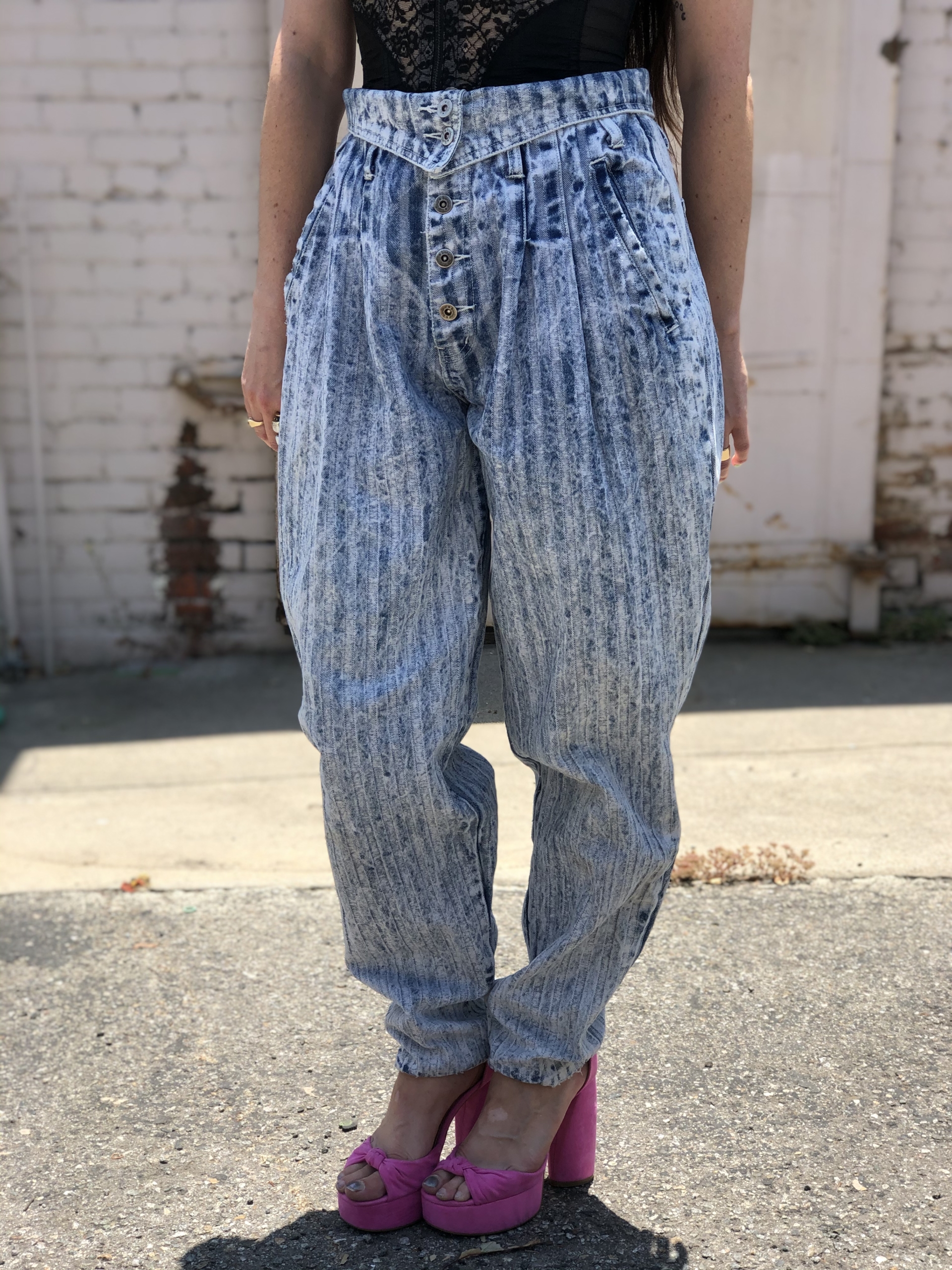 SOLD 80s/90s Wash Paper Bag Jeans – M/L → Vintage