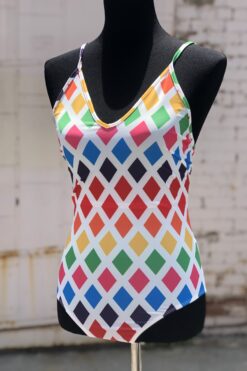 Rainbow Diamonds Lace-Up Body Suit - Medium
