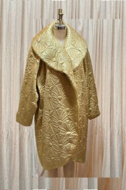 Vintage 1980s Art Deco Gold Quilted Evening Coat - One Size