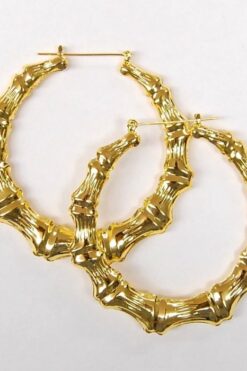 Large Gold Bamboo Hoops