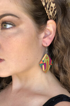 Wooden Hand Painted Earrings