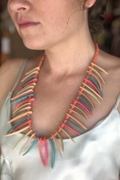80s Wooden Islander Necklace