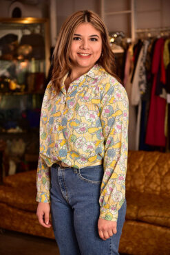 70s Cotton Floral Print Shirt