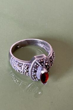Vintage Silver and Garnet Ring