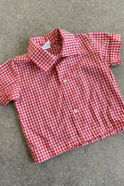 Vintage 80s Red Gingham Button Up Shirt - 18 months