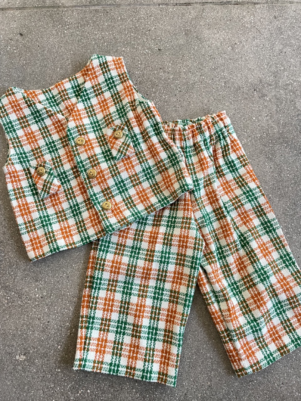Vintage 70s Kids Plaid Vest and Pants Set – 12 to 18 months → Hotbox Vintage