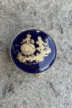 Deep Blue and Gold Enamel Trinket/Pill Box