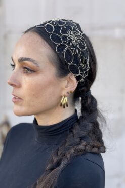 Black and Gold Floral Lace Headband