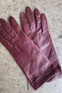 Vintage 70s Maroon Leather Gloves