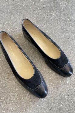 Vintage Silvia Fiorentina Black Wingtip Ballet Flats - Size  8 1/2