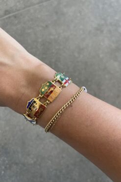 Vintage Shields of Canada Enamel Charm Bracelet