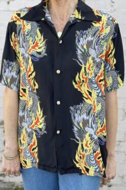 Vintage Mens Dry Bones Flaming Dragon Shirt - M