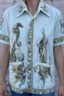 Vintage 60s Lion Brand Fish and Seahorse Shirt - S/M