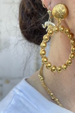 Vintage 90s Circle Up Gold Hoop Earrings - Clip On