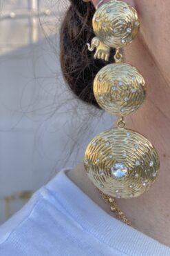 Vintage Triple-Decker Glam Rhinestone Earrings