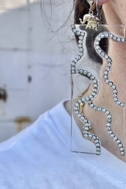 Vintage 80s Clear Acrylic Rhinestone Earrings